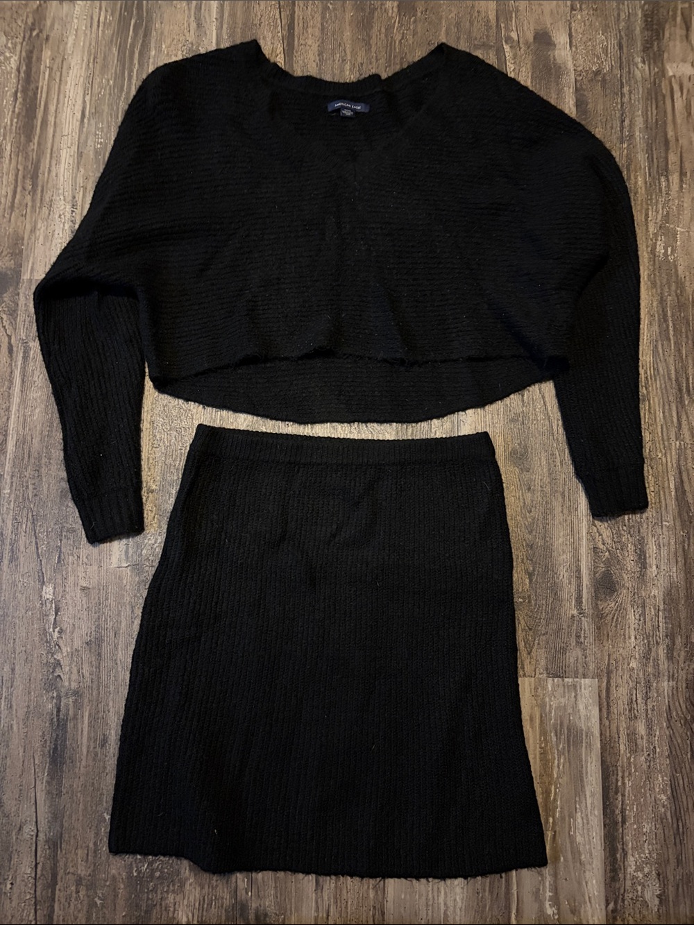American Eagle Black Knit Two-Piece Skirt Set - Women